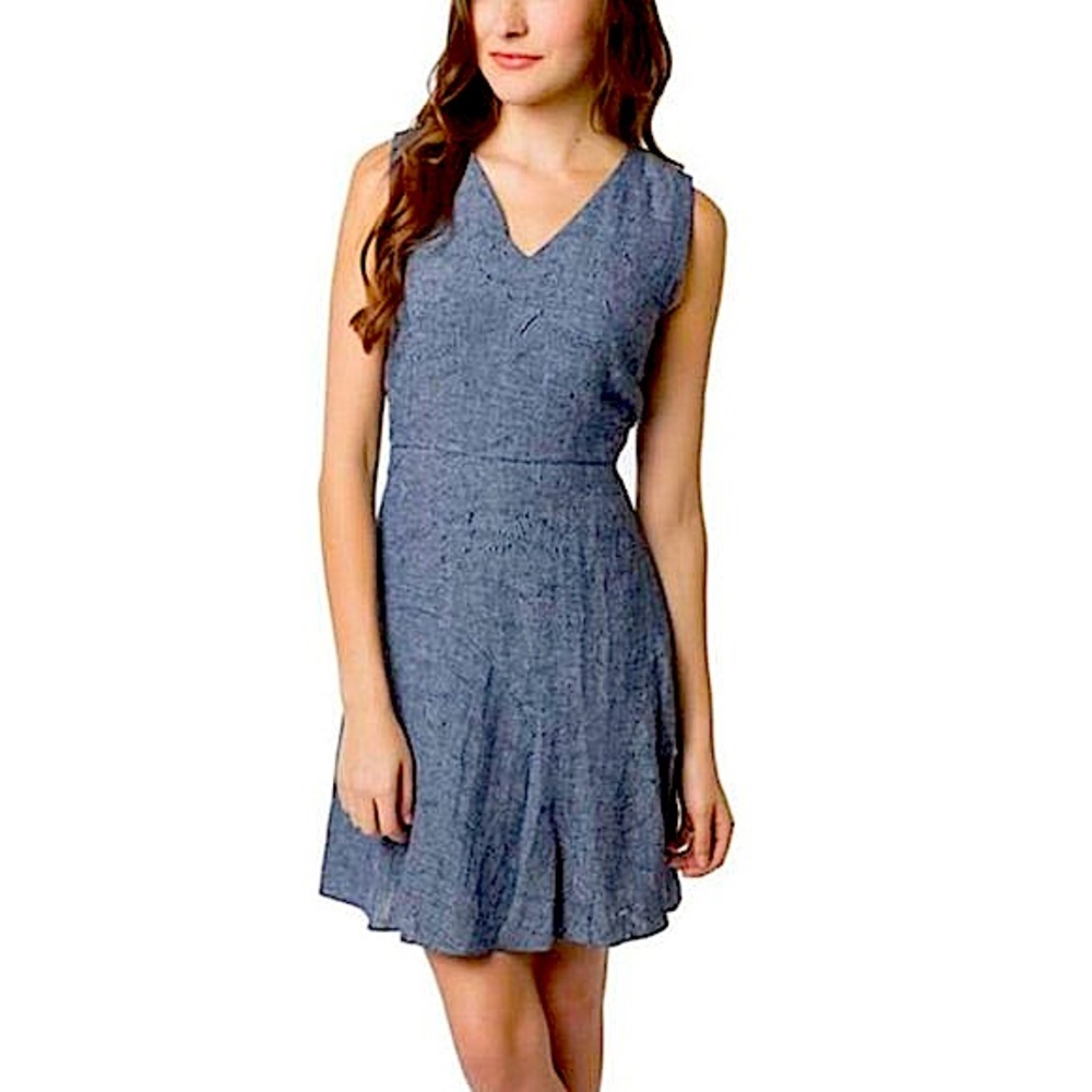 NWT Elie Tahari denim paneled linen dress
